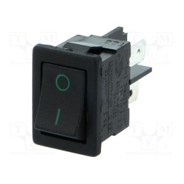 1 pcs x BULGIN - H8500XBBBG076G - ROCKER, SPST, Pos: 2, ON-OFF, 10A/250VAC, black-green, none, 8500
