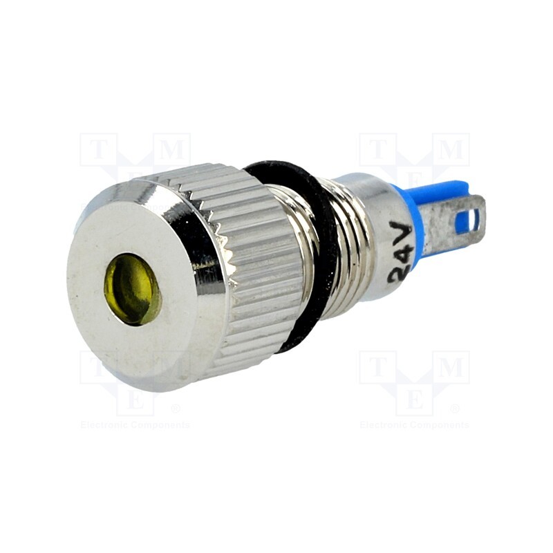 1 pcs x ONPOW - GQ8F-D/Y/24 - Indicator: LED, flat, yellow, 24VDC, Ø8mm, IP67, for soldering