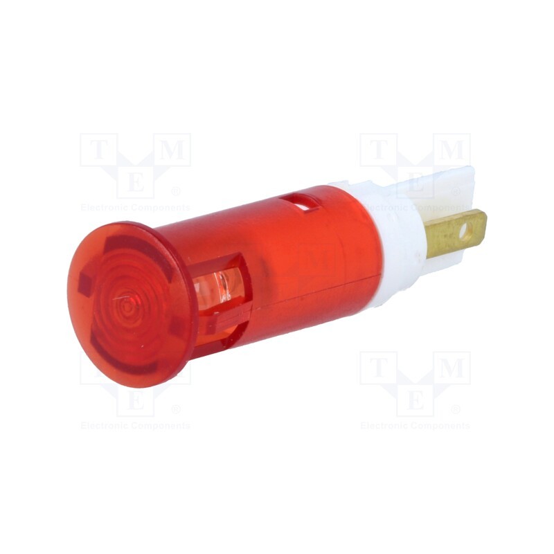 1 pcs x SIGNAL-CONSTRUCT - SKGU10027 - Indicator: LED, flat, red, 130VAC, Ø10.2mm, connectors 2,8x0,8mm