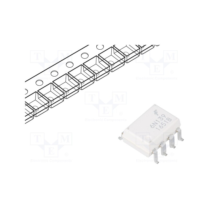 1 pcs x ONSEMI - 6N139SM - Optocoupler, SMD, Ch: 1, OUT: Darlington, 5kV, Gull wing 8, 10kV/μs