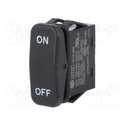 1 pcs x SCI - R13-258I-01-BB-9 - ROCKER, SP3T, Pos: 3, (ON)-OFF-(ON), 10A/250VAC, black, none, 50mΩ