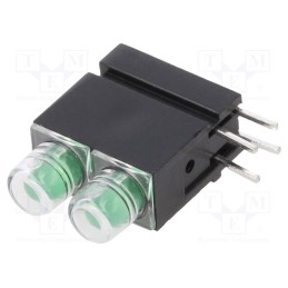 1 pcs x MENTOR - 1801.8835 - LED, in housing, green, 3.9mm, No.of diodes: 2, 20mA, 40°, 10÷20mcd