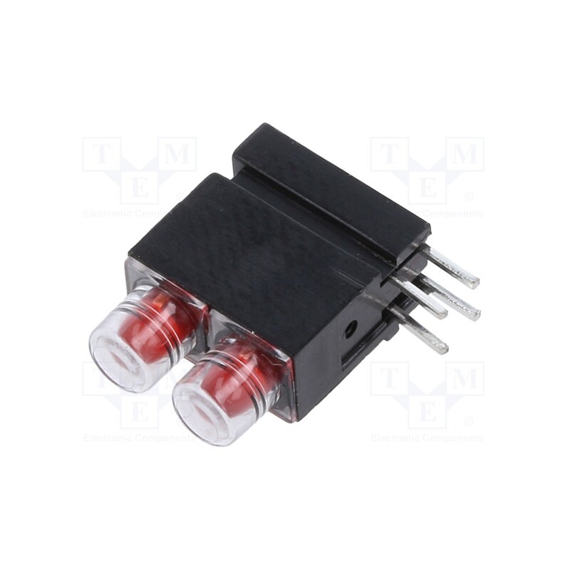 1 pcs x MENTOR - 1801.2235 - LED, in housing, red, 3.9mm, No.of diodes: 2, 20mA, 60°, 1.2÷4mcd