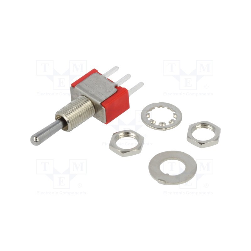 1 pcs x E-SWITCH - 100SP3T1B1M2QE - Switch: toggle, Pos: 3, SP3T, ON-OFF-ON, 2A/250VAC, 5A/28VDC, THT