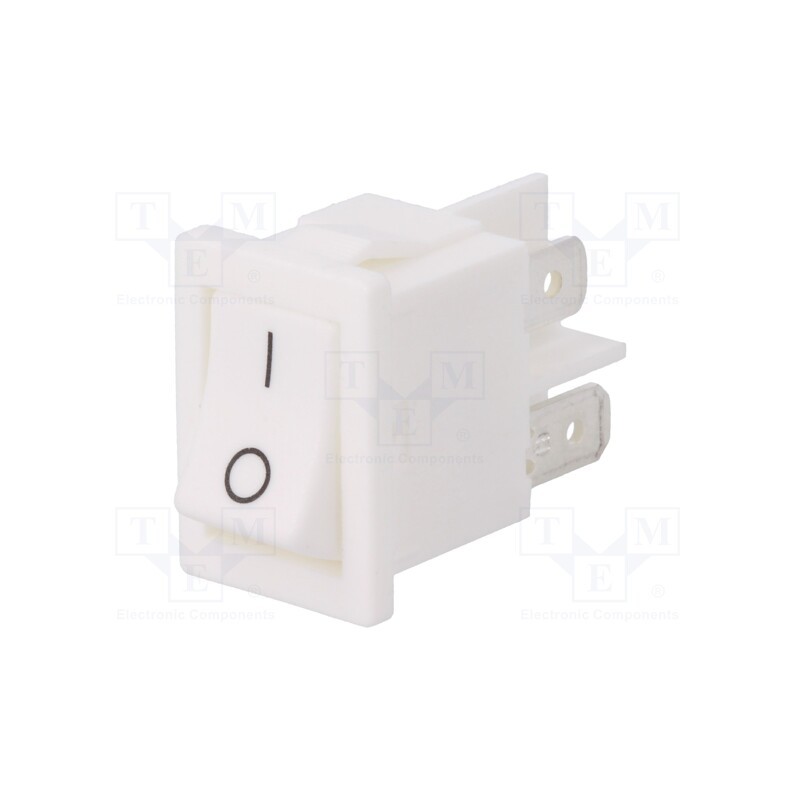 1 pcs x BULGIN - H8550VBWW076B - ROCKER, DPST, Pos: 2, ON-OFF, 10A/250VAC, white, none, Body: white
