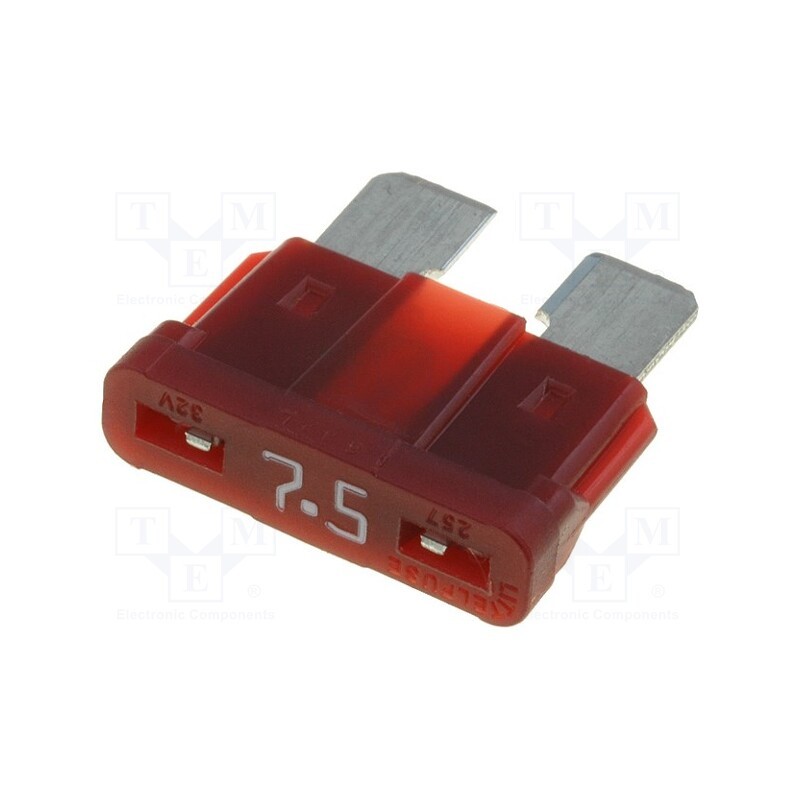 10 pcs x LITTELFUSE - 028707.5PXCN - Fuse: fuse, 7.5A, 32VDC, automotive, 19mm, ATOF
