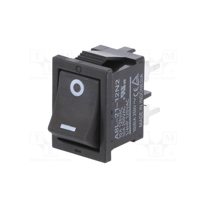 1 pcs x OMRON OCB - A8L2112N2 - ROCKER, DPST, Pos: 2, ON-OFF, 10A/250VAC, black, IP40, none, -20÷55°C