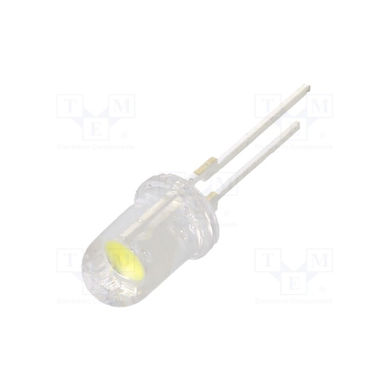 1 pcs x OPTOSUPPLY - OSW4XA5B91R-150MA - LED, 5mm, white cold, 25000÷30000mcd, 90°, Front: convex, 3.3÷3.8V