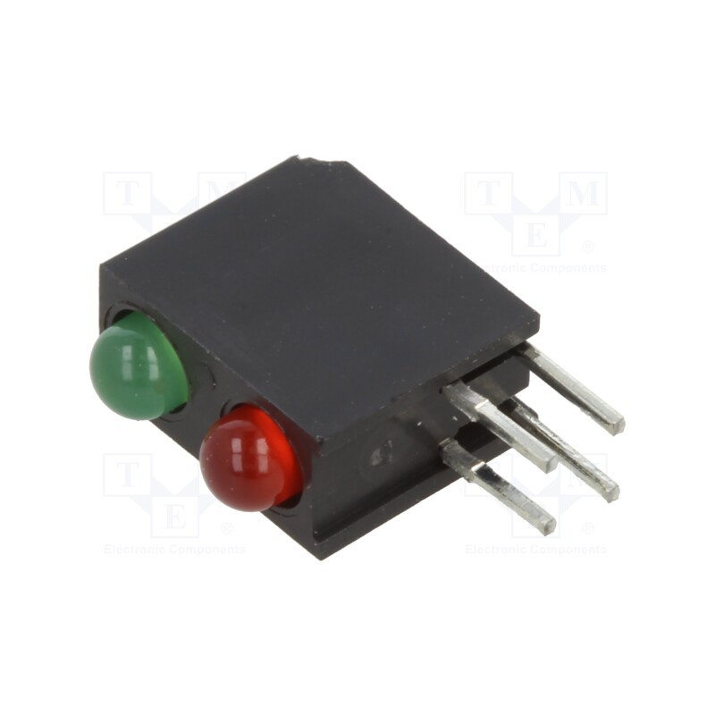 1 pcs x BIVAR - H201CGHD - LED, in housing, red,green, 3mm, No.of diodes: 2, Lens: diffused