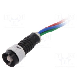 1 pcs x POLAM-ELTA - LRGB-D5-24AC/DCWK - Indicator: LED, recessed, red/green/blue, 24VDC, 24VAC, Ø11mm, IP40