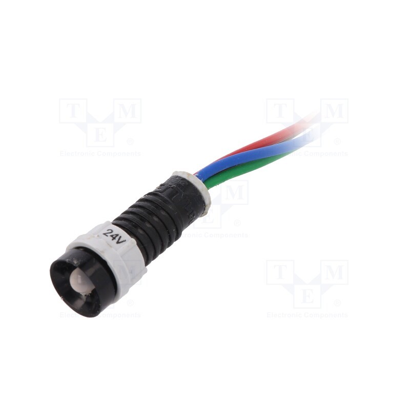 1 pcs x POLAM-ELTA - LRGB-D5-24AC/DCWK - Indicator: LED, recessed, red/green/blue, 24VDC, 24VAC, Ø11mm, IP40
