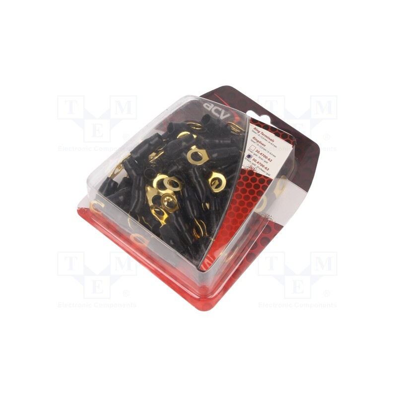 50 pcs x ACV - 30.4700-63 - Terminal: ring, M8, 16mm2, gold-plated, insulated, black