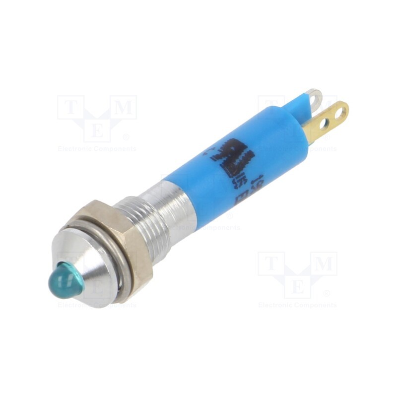1 pcs x CML INNOVATIVE TECHNOLOGIES - 19020357 - Indicator: LED, prominent, blue, 24VDC, Ø6mm, connectors 2,0x0,8mm