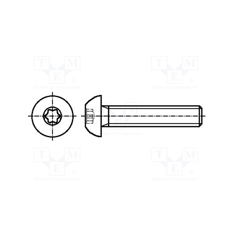 100 pcs x BOSSARD - 3271450 - Screw, M3x30, 0.5, Head: button, Torx®, TX10, steel, zinc, ISO 7380