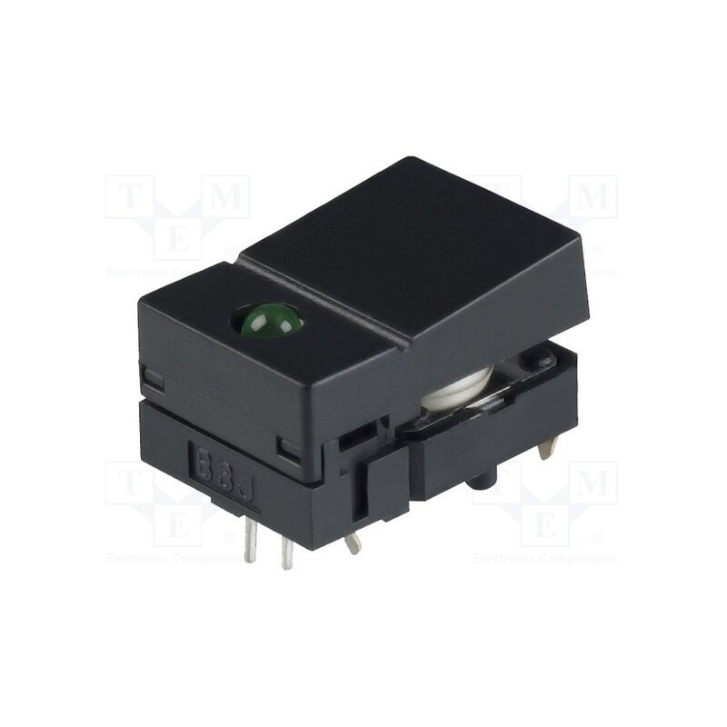 1 pcs x OMRON OCB - B3J-4100 - Switch: keypad, Pos: 2, SPST-NO, 0.05A/24VDC, black, LED, green, THT