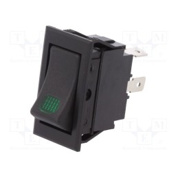 1 pcs x SCI - R13-220BA-01-BBG - ROCKER, SPST, Pos: 2, ON-OFF, 20A/12VDC, black, LED,point, 12VDC