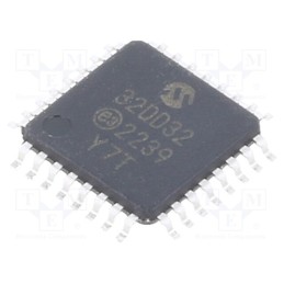 1 pcs x MICROCHIP TECHNOLOGY - AVR32DD32-I/PT - IC: AVR microcontroller, TQFP32, Ext.inter: 27, Cmp: 1, AVR32
