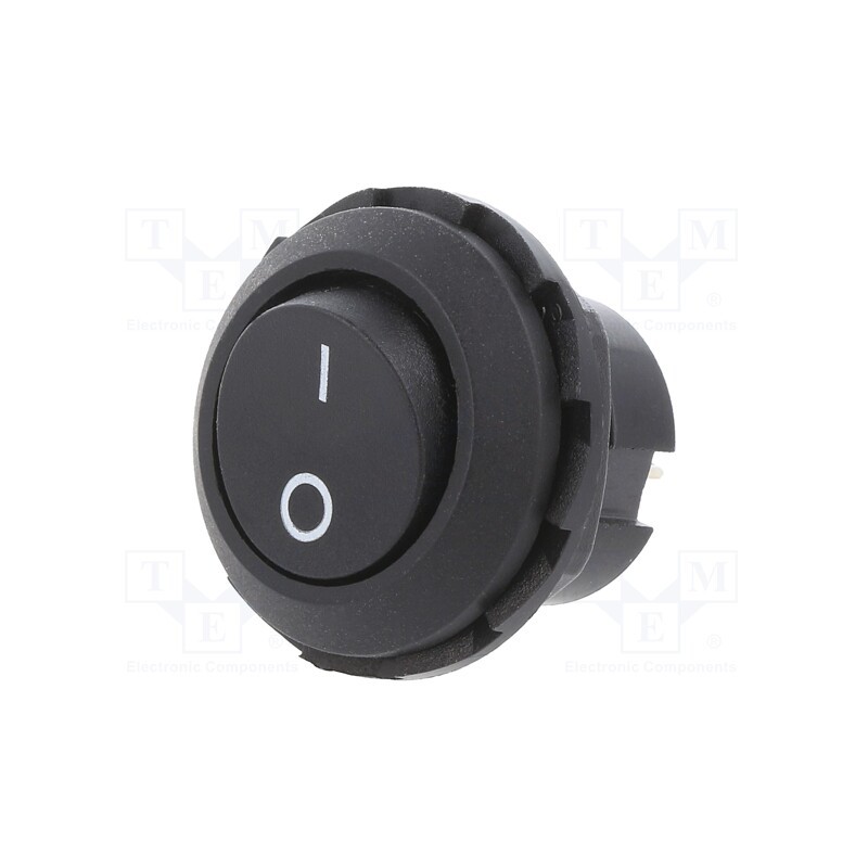 1 pcs x E-SWITCH - RR3130ABLKBLKFS - ROCKER, SPST-NC, Pos: 2, ON-OFF, 6A/250VAC, black, 50mΩ, Body: black