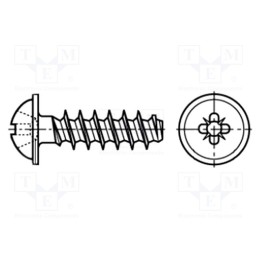 100 pcs x BOSSARD - 3205346 - Screw, for plastic, 4x10, Head: button, Pozidriv, PZ2, zinc