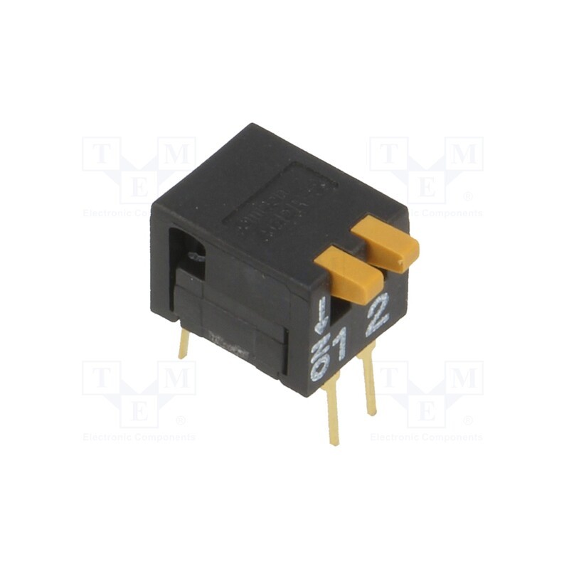 1 pcs x OMRON OCB - A6DR-2100 - Switch: DIP-SWITCH, Poles number: 2, ON-OFF, 0.03A/30VDC, Pos: 2