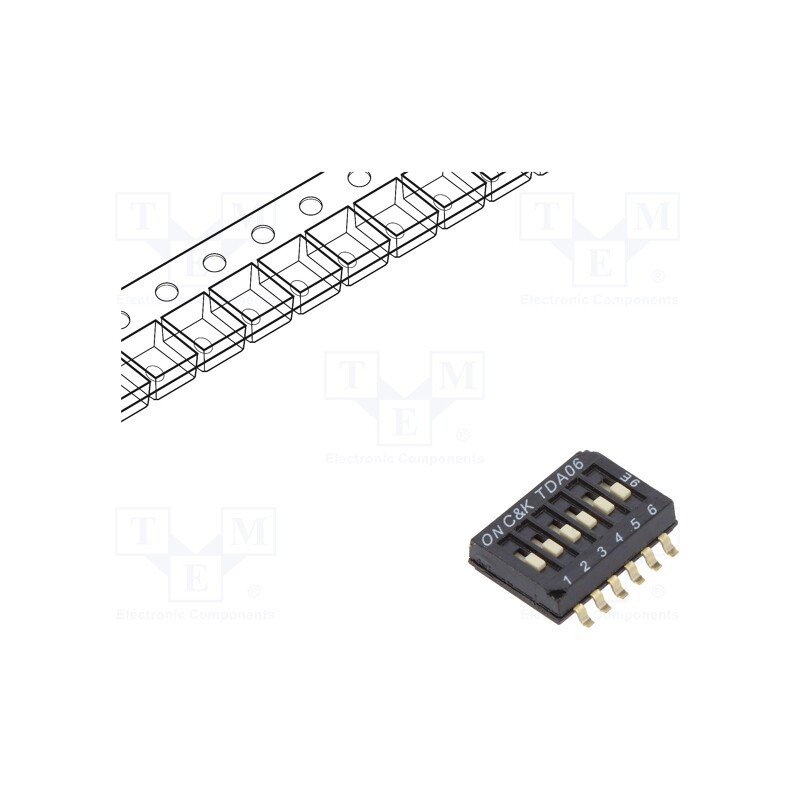 1 pcs x C&K - TDA06H0SB1R - Switch: DIP-SWITCH, Poles number: 6, OFF-ON, 0.025A/24VDC, Pos: 2