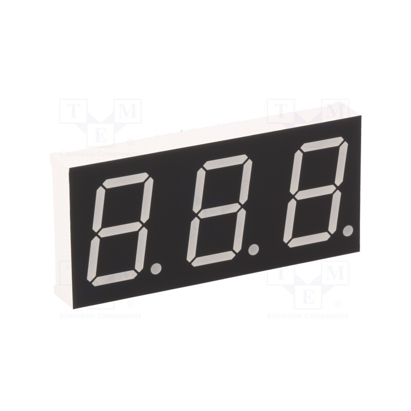 1 pcs x LUCKYLIGHT - KW3-801CGB - Display: LED, 7-segment, 20.32mm, 0.8', No.char: 3, yellow-green