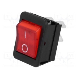 1 pcs x BULGIN - C1353ABMBR3602AW - ROCKER, DPST, Pos: 2, ON-OFF, 16A/250VAC, red, neon lamp, 250V, 1350