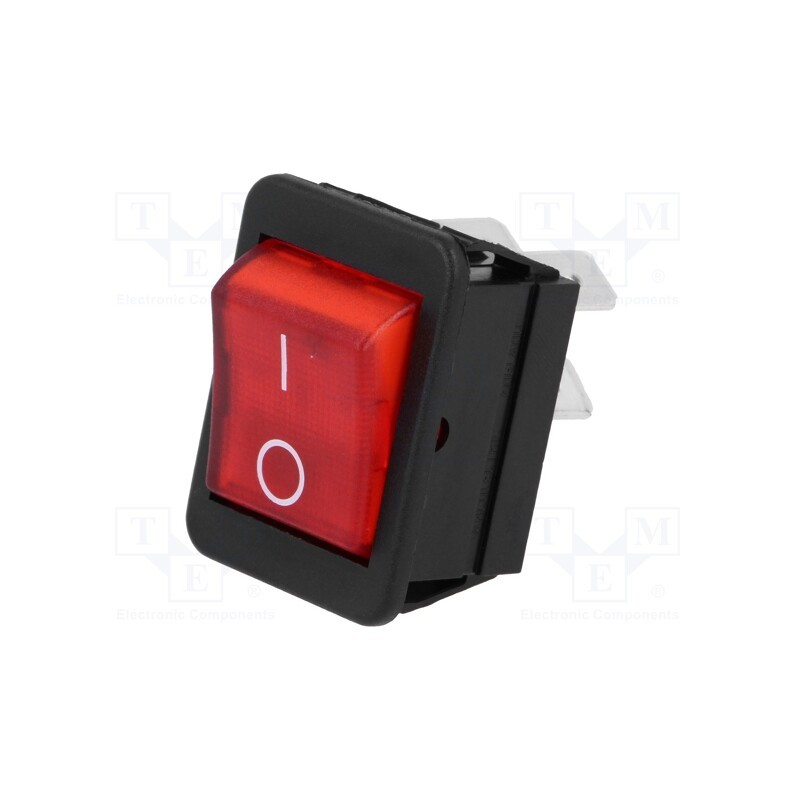 1 pcs x BULGIN - C1353ABMBR3602AW - ROCKER, DPST, Pos: 2, ON-OFF, 16A/250VAC, red, neon lamp, 250V, 1350