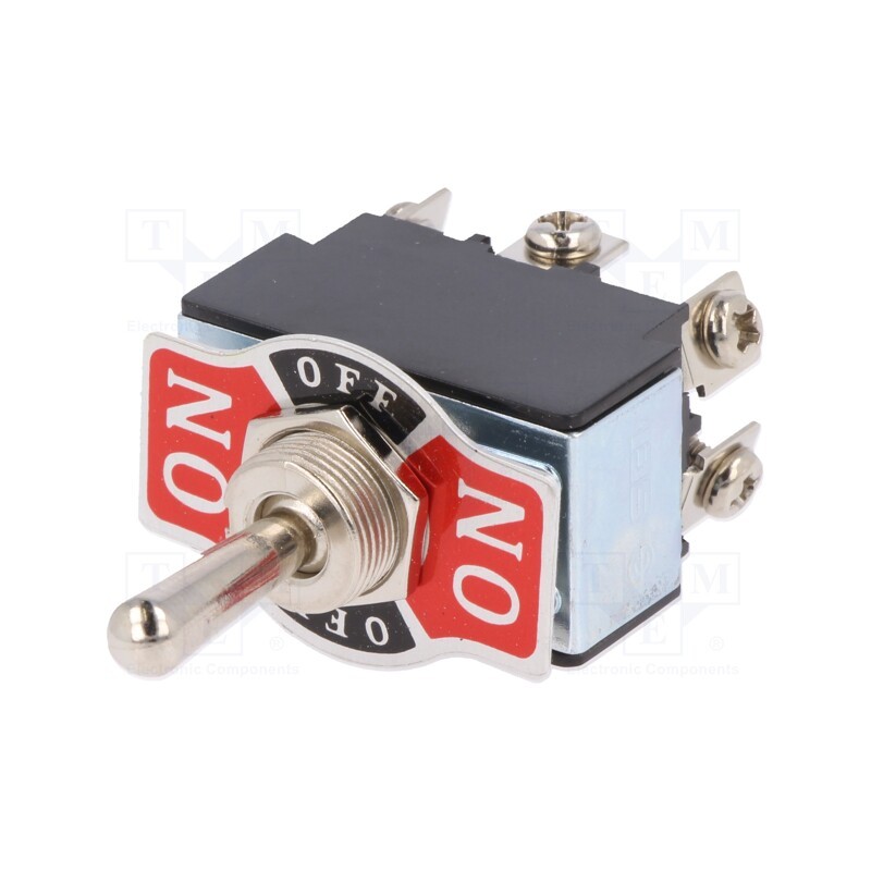 1 pcs x SCI - R13-8E-06-HPH - Switch: toggle, Pos: 3, DP3T, ON-OFF-ON, 20A/12VDC, Leads: M3 screws
