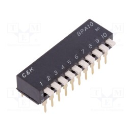 1 pcs x C&K - BPA10B - Switch: DIP-SWITCH, Poles number: 10, OFF-ON, 0.025A/24VDC, Pos: 2