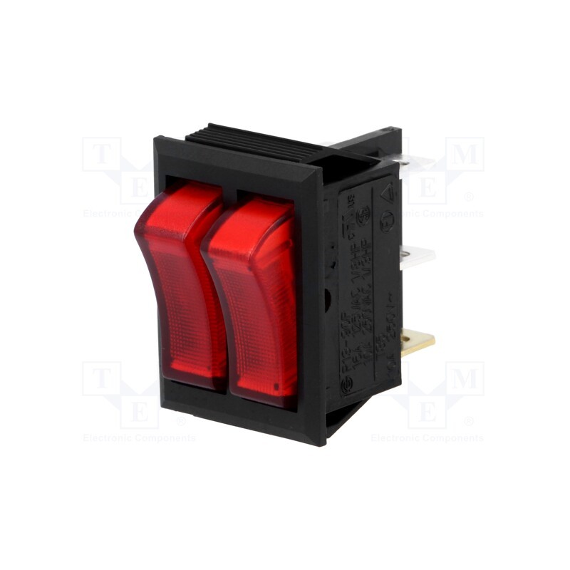 1 pcs x SCI - R13-90P-BB-01-BRR-N-2 - ROCKER, SPST x2, Pos: 2, ON-OFF + ON-OFF, 10A/250VAC, red, 50mΩ