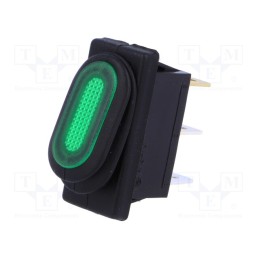 1 pcs x SCI - R13-70B8-01-G - ROCKER, SPST, Pos: 2, ON-OFF, 10A/250VAC, green, IP65, neon lamp