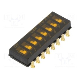 1 pcs x C&K - SDA08H0SB - Switch: DIP-SWITCH, Poles number: 8, ON-OFF, 0.025A/24VDC, Pos: 2