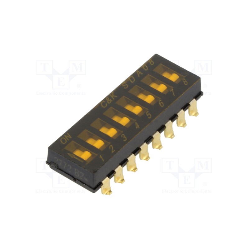 1 pcs x C&K - SDA08H0SB - Switch: DIP-SWITCH, Poles number: 8, ON-OFF, 0.025A/24VDC, Pos: 2
