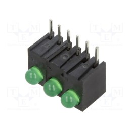1 pcs x BIVAR - H103CGD - LED, in housing, green, 3mm, No.of diodes: 3, 20mA, Lens: diffused