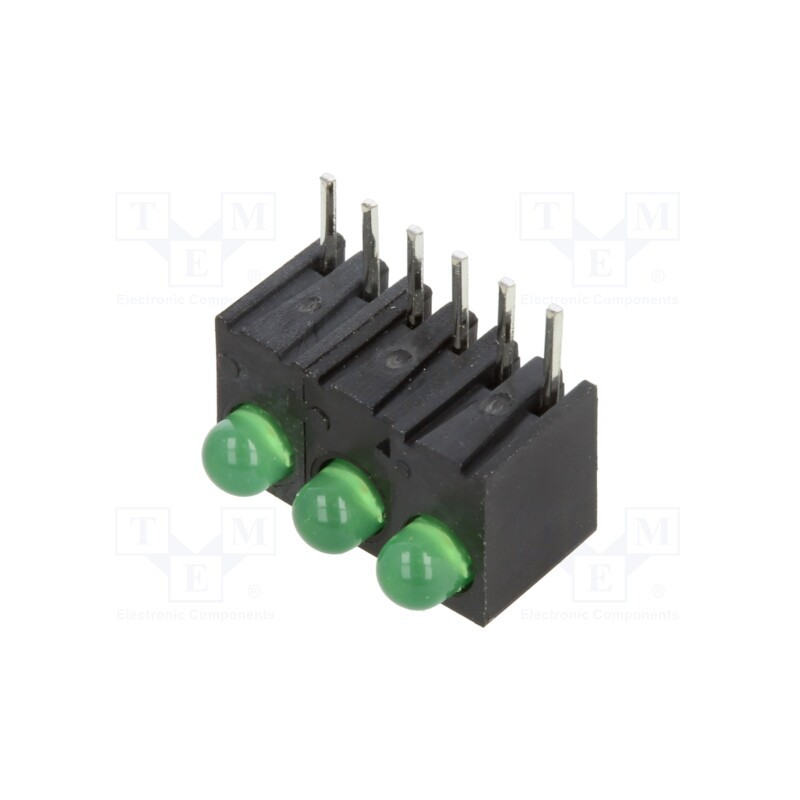 1 pcs x BIVAR - H103CGD - LED, in housing, green, 3mm, No.of diodes: 3, 20mA, Lens: diffused