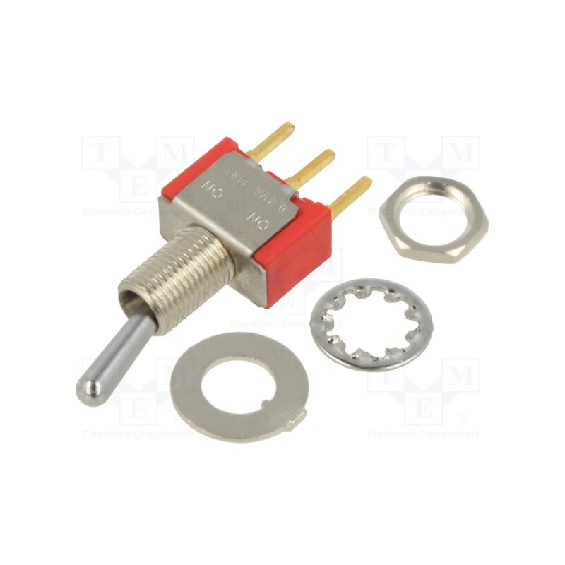 1 pcs x E-SWITCH - 100SP1T1B1M2REH - Switch: toggle, Pos: 2, SPDT, ON-ON, 0.02A/20VAC, 0.02A/20VDC, THT