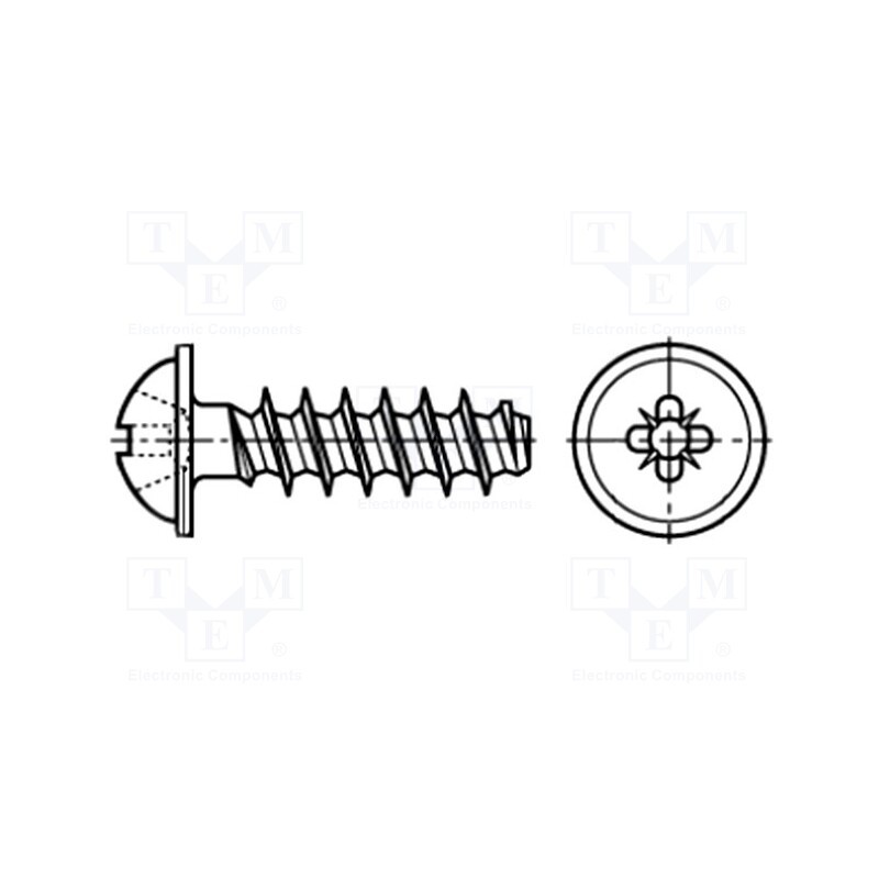 100 pcs x BOSSARD - 3205337 - Screw, for plastic, 3.5x10, Head: button, Pozidriv, PZ2, zinc
