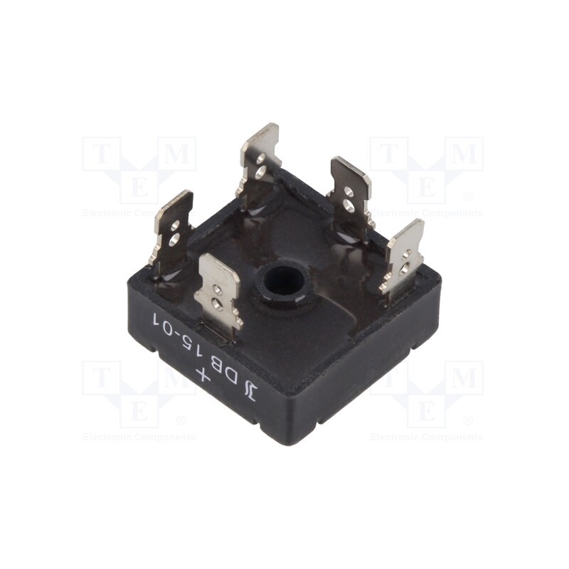 1 pcs x DIOTEC SEMICONDUCTOR - DB15-01 - Bridge rectifier: three-phase, Urmax: 100V, If: 15A, Ifsm: 350A, THT