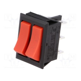 1 pcs x SCI - R13-90P-CC-01-BRR - ROCKER, SPDT x2, Pos: 2, ON-ON + ON-ON, 10A/250VAC, red, none, 50mΩ