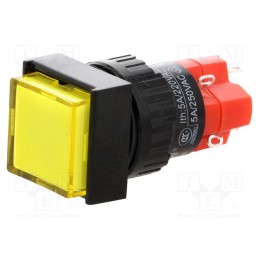 1 pcs x ONPOW - LAS1F-11/Y/230V-IP40 - Switch: push-button, Pos: 2, SPDT, 3A/250VAC, 2A/24VDC, ON-(ON)
