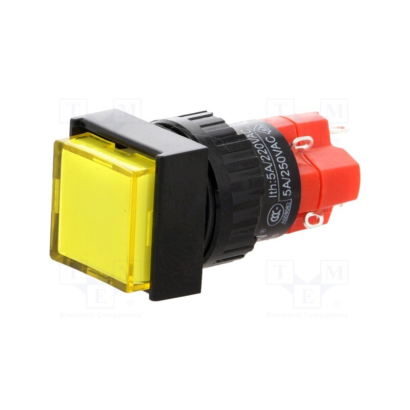1 pcs x ONPOW - LAS1F-11/Y/230V-IP40 - Switch: push-button, Pos: 2, SPDT, 3A/250VAC, 2A/24VDC, ON-(ON)