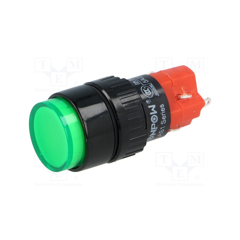 1 pcs x ONPOW - LAS1Y-11/G/230V-IP40 - Switch: push-button, Pos: 2, SPDT, 3A/220VAC, 2A/24VDC, ON-(ON)