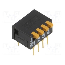 1 pcs x OMRON OCB - A6DR-4100 - Switch: DIP-SWITCH, Poles number: 4, ON-OFF, 0.03A/30VDC, Pos: 2