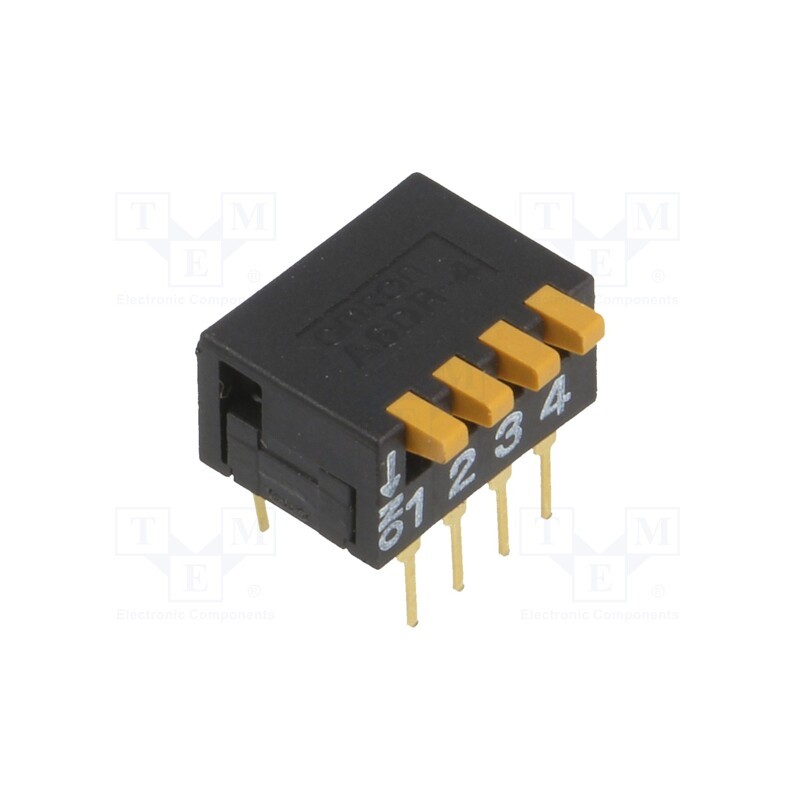 1 pcs x OMRON OCB - A6DR-4100 - Switch: DIP-SWITCH, Poles number: 4, ON-OFF, 0.03A/30VDC, Pos: 2
