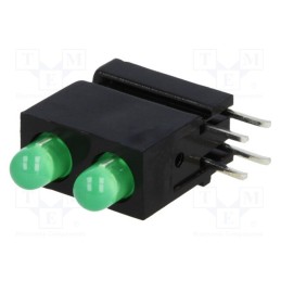 1 pcs x MENTOR - 1801.8831 - LED, in housing, green, 3mm, No.of diodes: 2, 20mA, 40°, 10÷20mcd