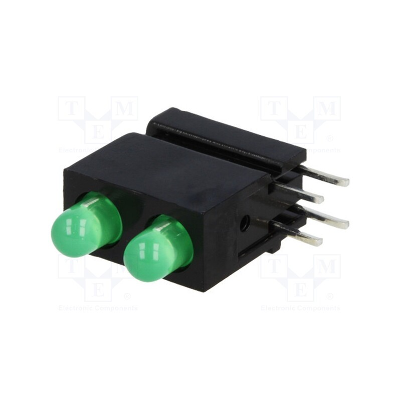 1 pcs x MENTOR - 1801.8831 - LED, in housing, green, 3mm, No.of diodes: 2, 20mA, 40°, 10÷20mcd