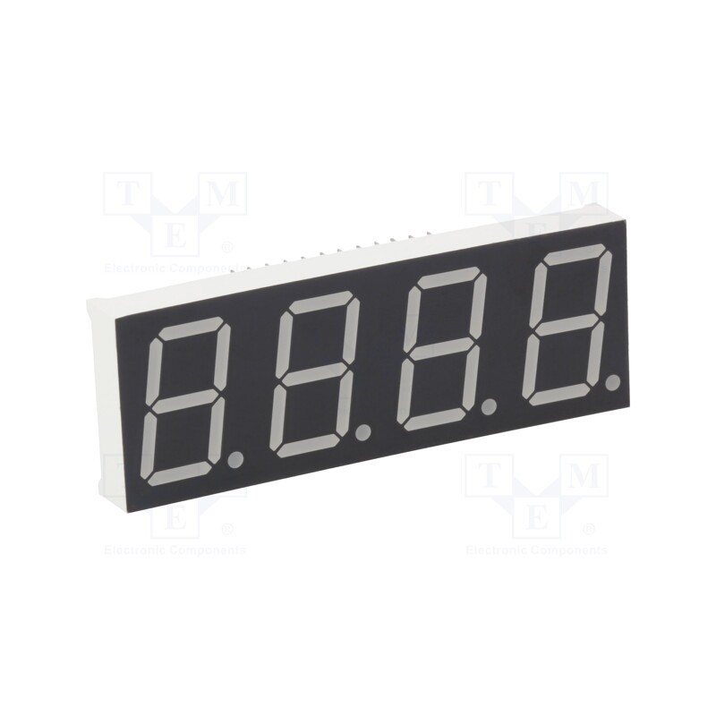 1 pcs x LUCKYLIGHT - KW4-801CGB - Display: LED, 7-segment, 20.4mm, 0.8', No.char: 4, yellow-green