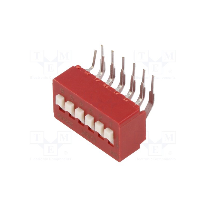 1 pcs x C&K - BD06AV - Switch: DIP-SWITCH, Poles number: 6, OFF-ON, 0.025A/25VDC, Pos: 2
