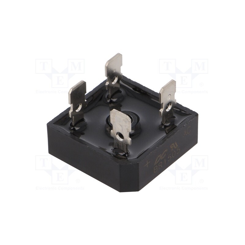 1 pcs x DC COMPONENTS - BR1505 - Bridge rectifier: single-phase, Urmax: 50V, If: 15A, Ifsm: 300A